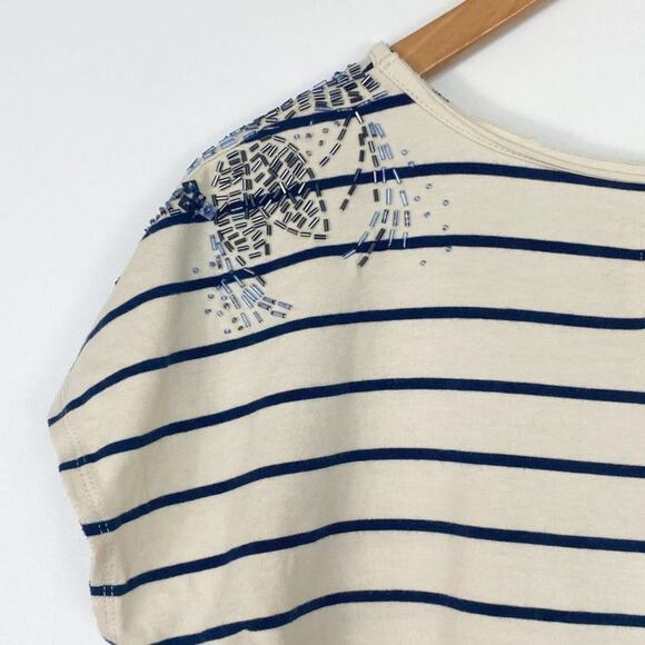 Forever 21 H81 Beaded Embellished Striped Knit T-Shirt Tee Shirt Dress - Picture 9 of 14